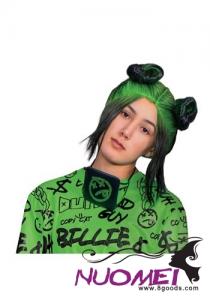 CW0286  Billie Eilish Adult Green Double Bun Wig