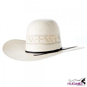 F0017 Ivory Cross Open Crown 4 1/2in. Brim Straw Cowboy Hat