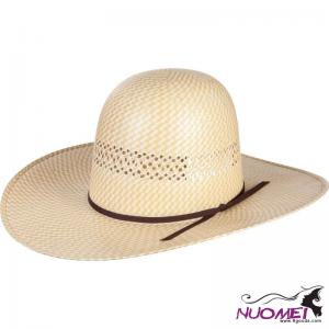 F0036 2-Tone Herringone Open Crown Rodeo King Straw Hat