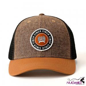 F0070 Mens Cinch Brown Logo Circle Patch Cap