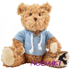 B0041 PLUSH TEDDY BEAR with Hooded Hoody in Light Blue