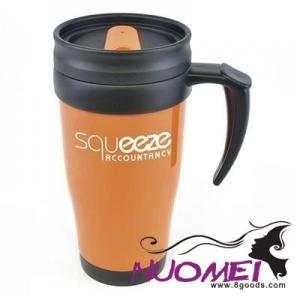 D0414 POLO PLUS PLASTIC TRAVEL MUG in Amber