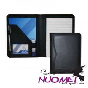 F0478 PU BLACK A5 CONFERENCE FOLDER