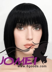 D0984 Black Straight Bob Kanekalon Synthetic Wig