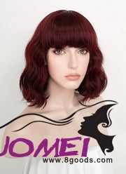 D0994 Dark Burgundy Wavy Bob Synthetic Wig