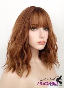 D0983 Auburn Wavy Bob Synthetic Wig