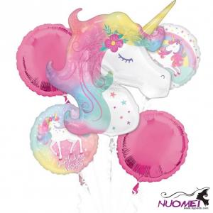 D1016 Enchanted Unicorn Foil Balloon Bouquet, 5pc