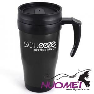 H0473 POLO PLUS PLASTIC TRAVEL MUG in Black