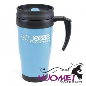 H0475 POLO PLUS PLASTIC TRAVEL MUG in Cyan