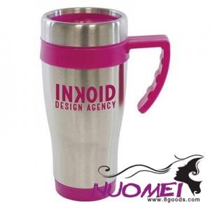 H0477 OREGON STAINLESS STEEL METAL TRAVE MUG in Pink