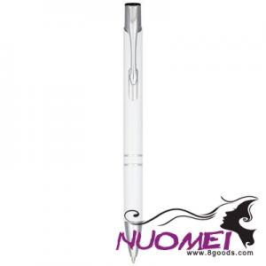 H0640 MONETA ANODIZED ALUMINIUM METAL CLICK BALL PEN in White Solid